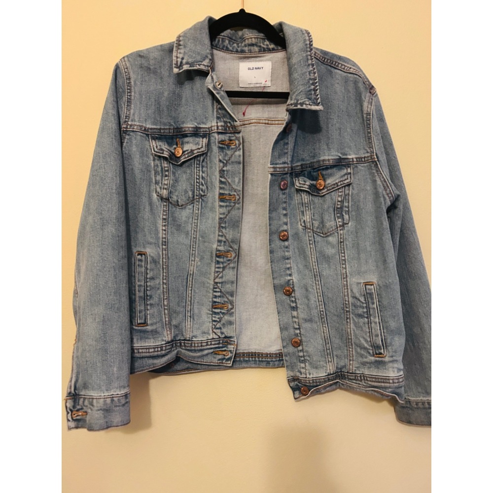 Old Navy Denim Jacket Women L Light Wash Excellent Classic Trucker Coat